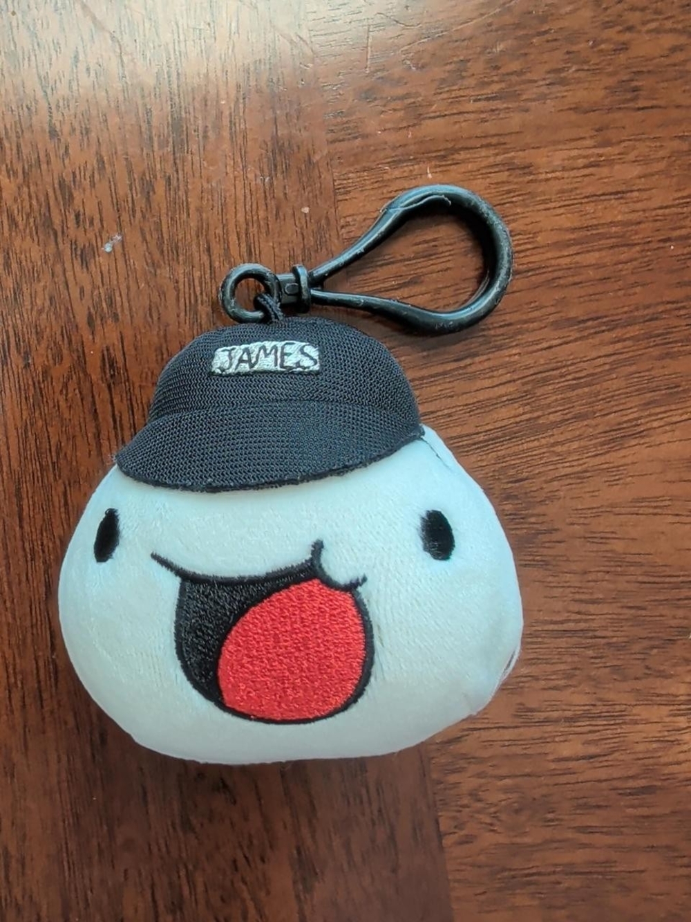 James Plush Keychain Charm in Light Blue with Black Cap